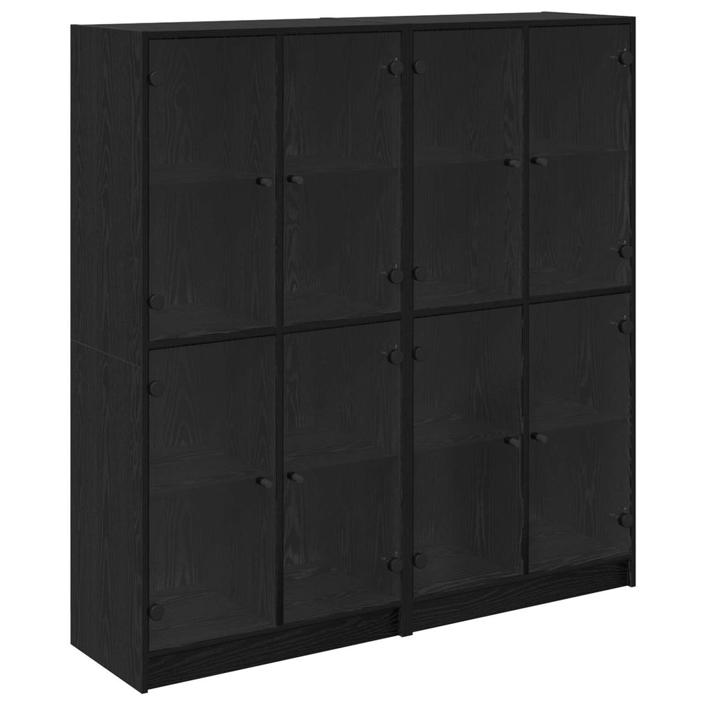 Highboard 2 pcs Schwarz Eichen-Optik 68 x 37 x 142 cm