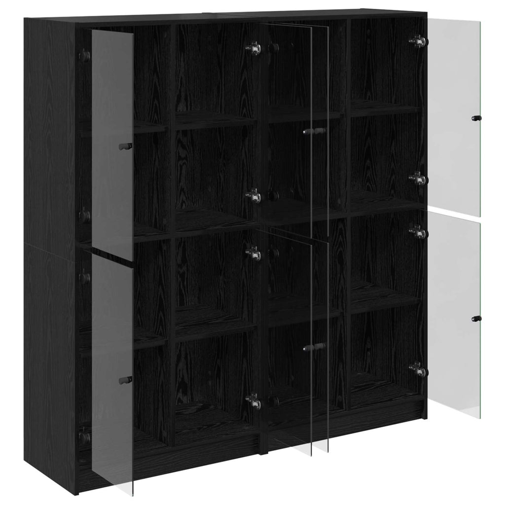 Highboard 2 pcs Schwarz Eichen-Optik 68 x 37 x 142 cm