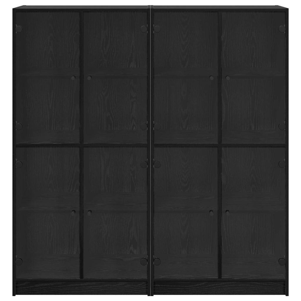 Highboard 2 pcs Schwarz Eichen-Optik 68 x 37 x 142 cm