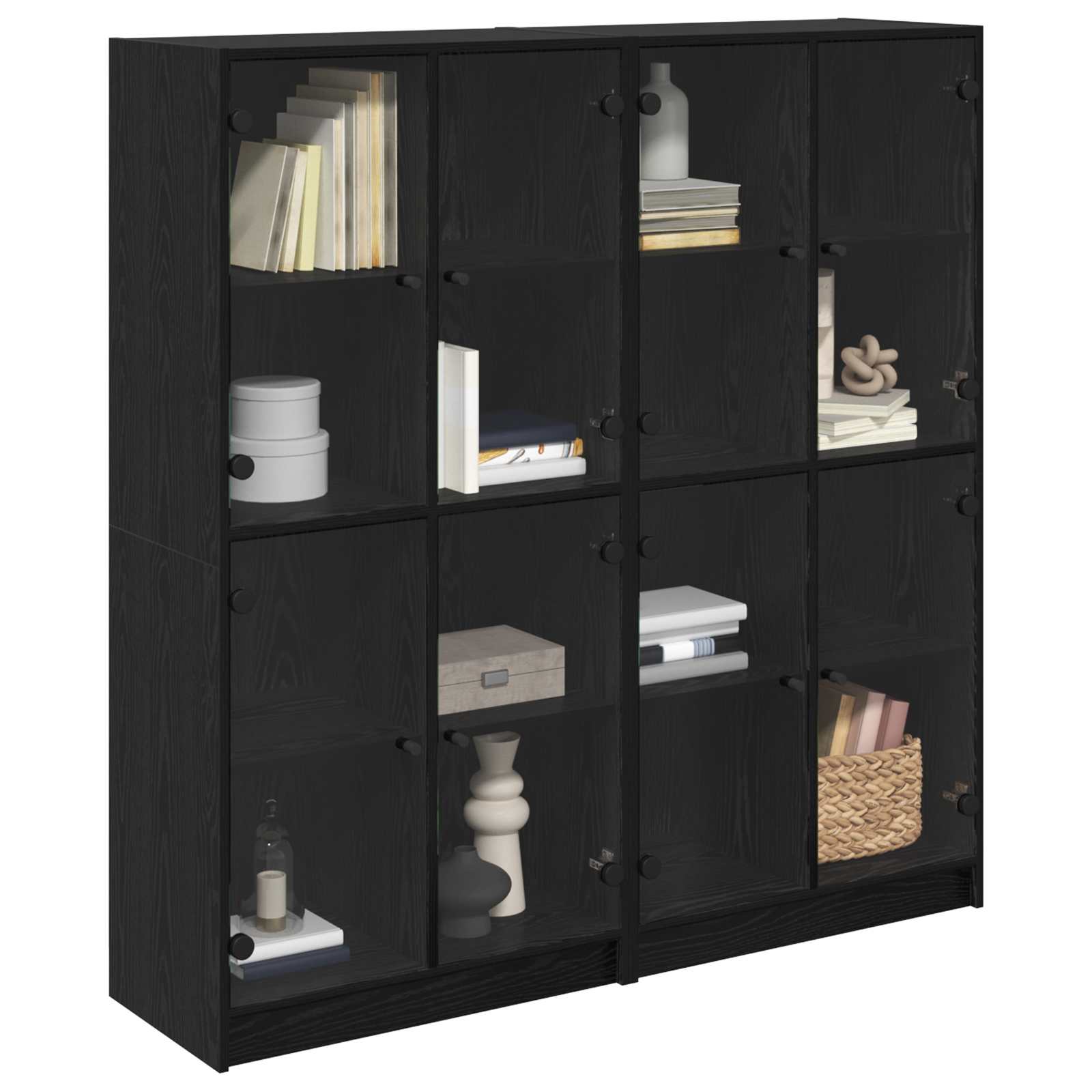 Highboard 2 pcs Schwarz Eichen-Optik 68 x 37 x 142 cm