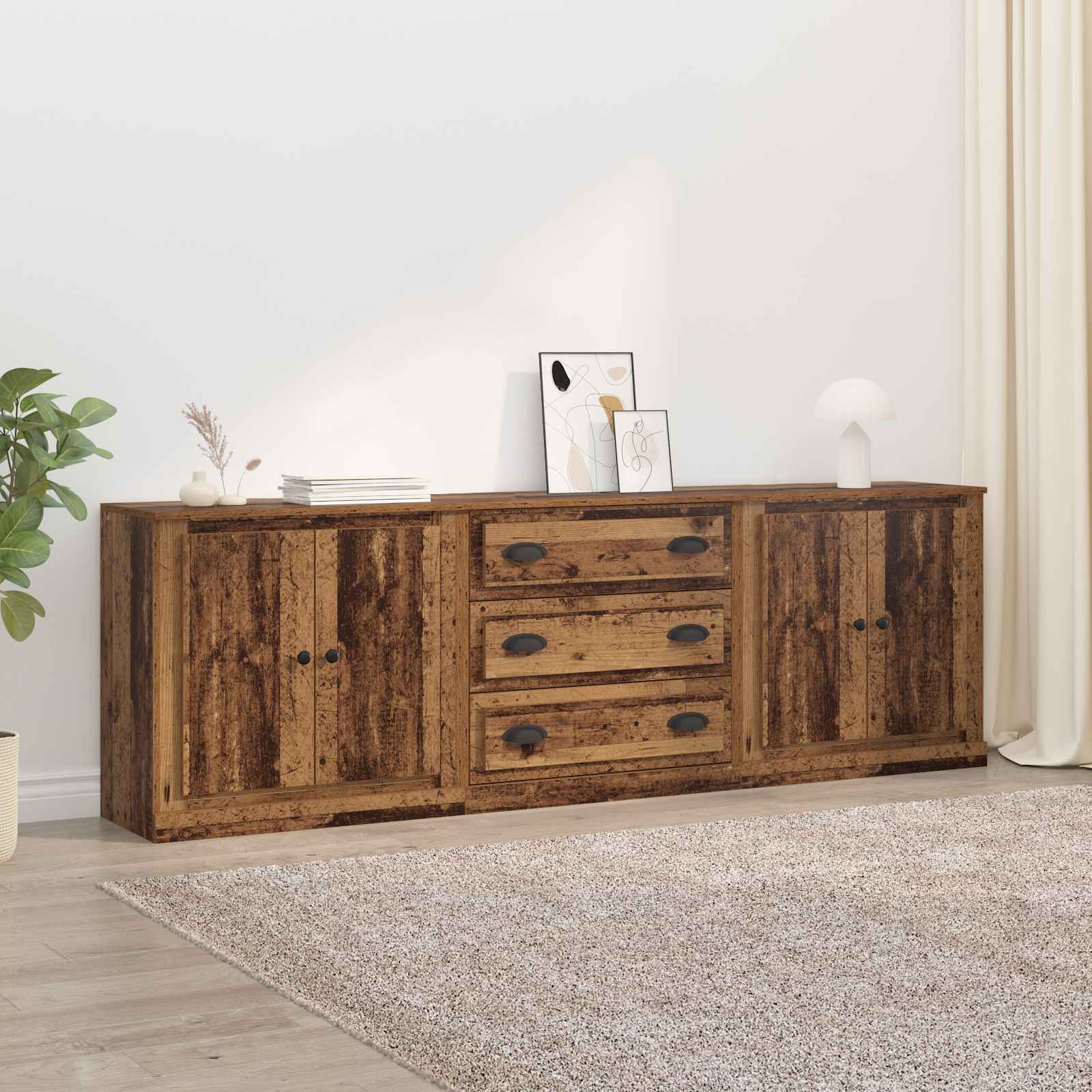 Sideboards 3 pcs Altholz 210 x 35,5 x 67,5 cm Holzwerkstoff