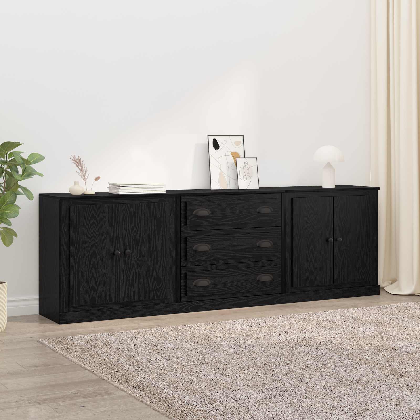 Sideboards 3 pcs Schwarze Eiche 210 x 35,5 x 67,5 cm