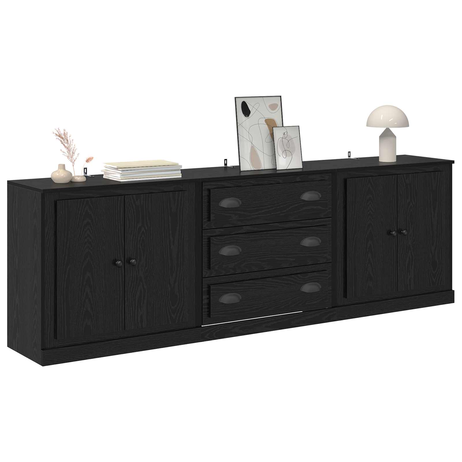 Sideboards 3 pcs Schwarze Eiche 210 x 35,5 x 67,5 cm