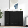 Highboard 3 pcs Schwarz Eichen-Optik Holzwerkstoff