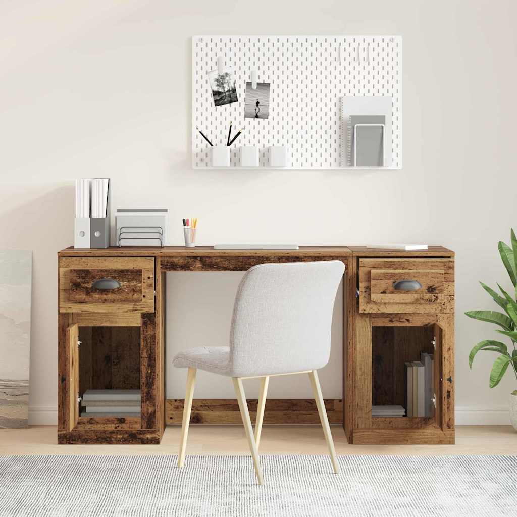 Schreibtisch mit Schrank mit Tür Altholz 154,5 x 50 x 75 cm
