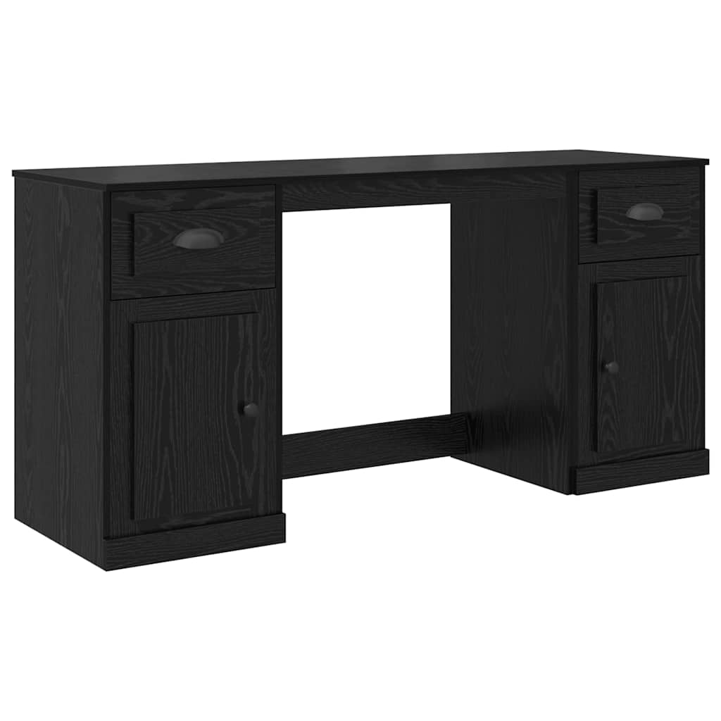 Schreibtisch mit Schrank mit Schubladen Schwarz Eichen-Optik