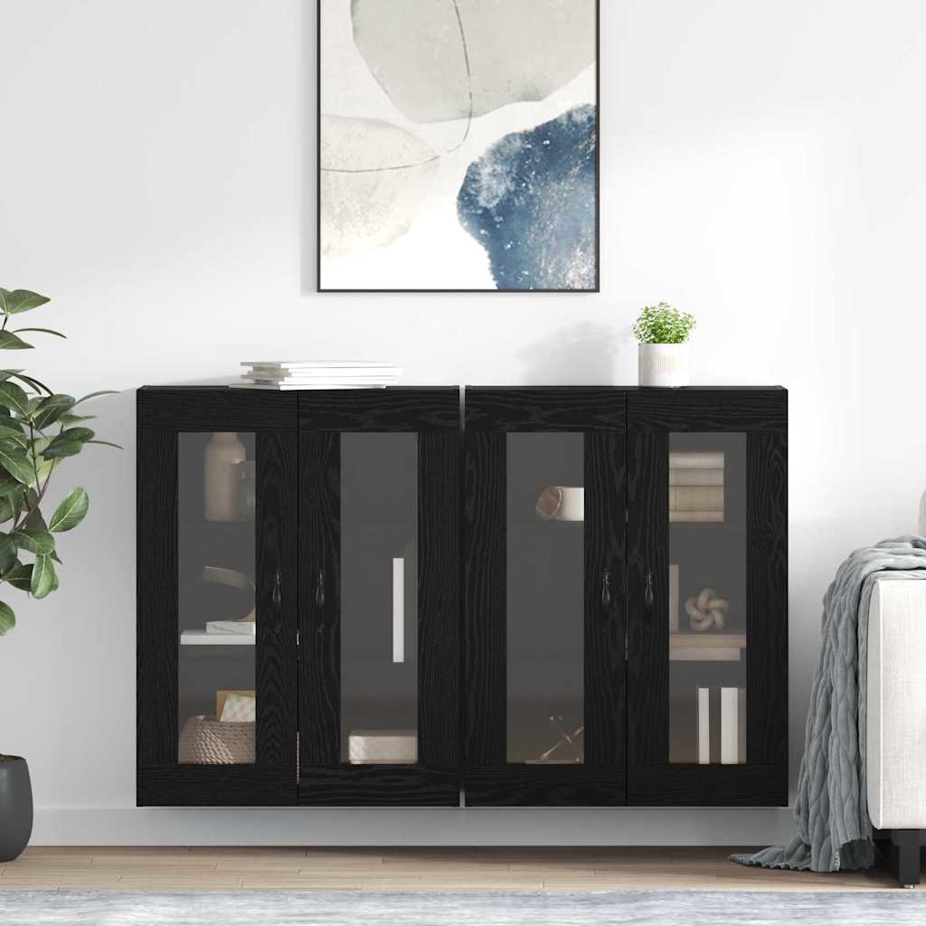 Wandschränke 2 pcs Schwarz Eichen-Optik 69,5 x 34 x 90 cm