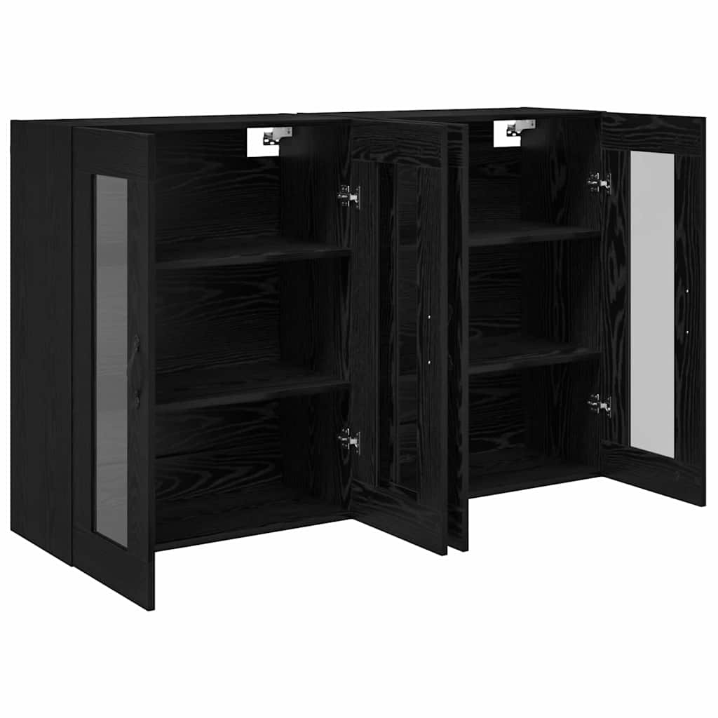 Wandschränke 2 pcs Schwarz Eichen-Optik 69,5 x 34 x 90 cm