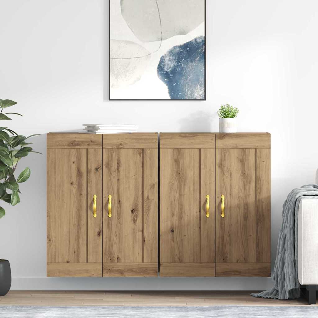Wandmontierter Schrank 2 pcs Artisan-Eiche 69,5 x 34 x 90 cm