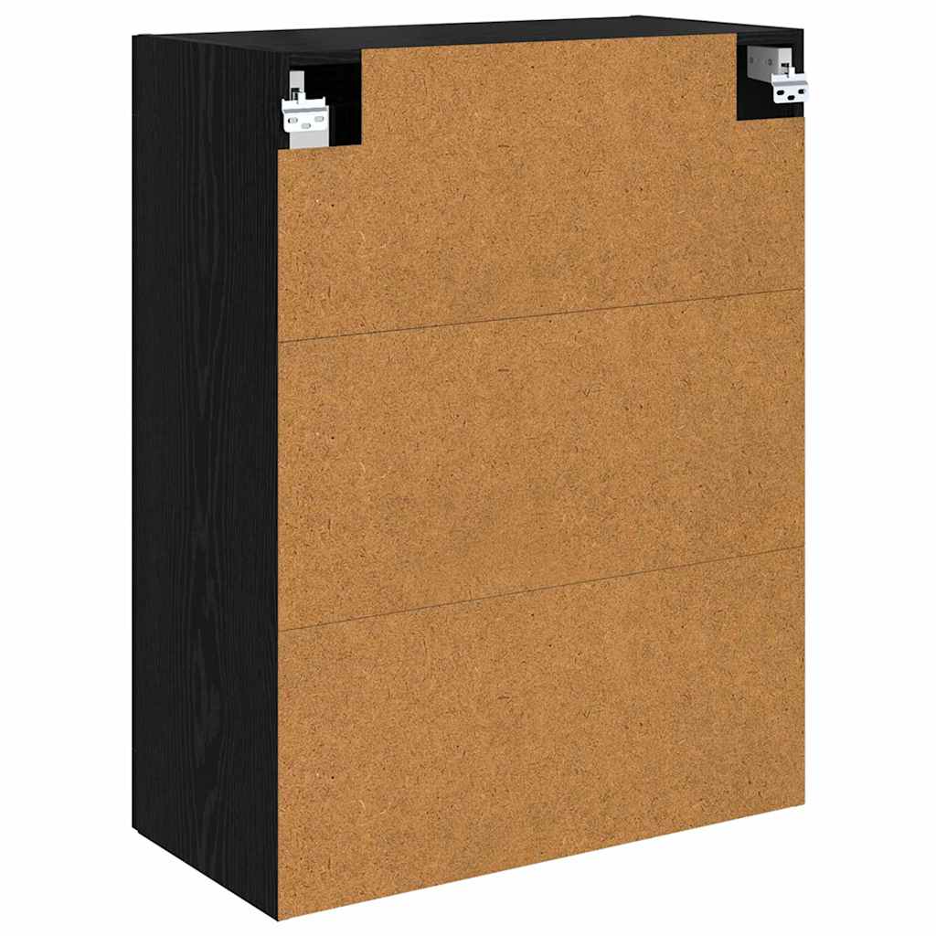 Wandmontierter Schrank 2 pcs Schwarz Eichen-Optik Holzwerkstoff