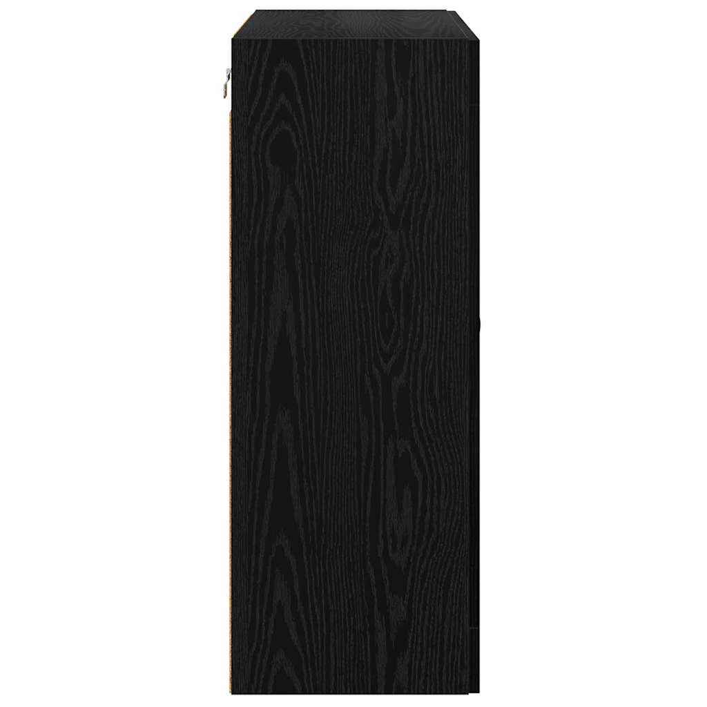 Wandmontierter Schrank 2 pcs Schwarz Eichen-Optik Holzwerkstoff