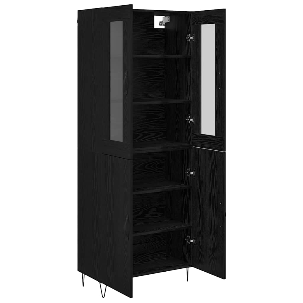 Highboard Weiß und Schwarz Eiche 69,5 x 34 x 180 cm