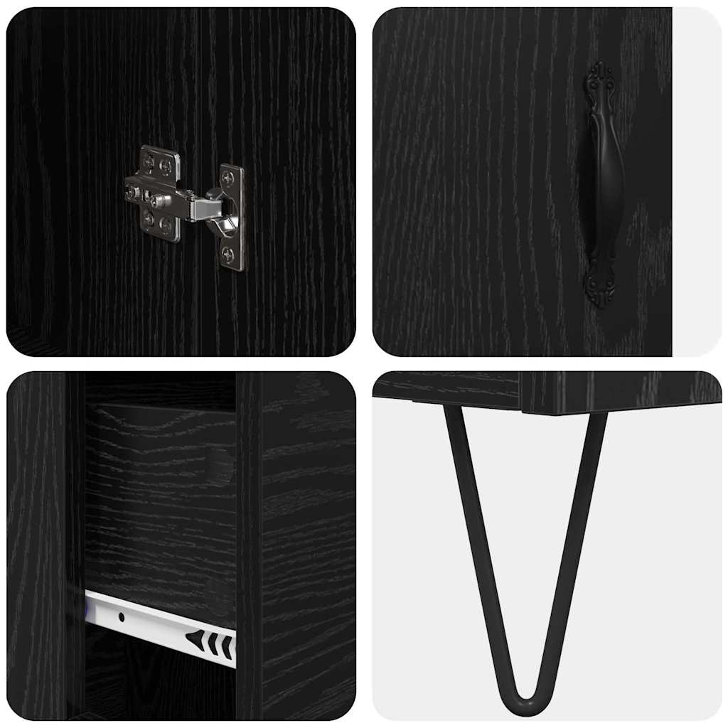 Highboard Schwarz Eichen-Optik 69,5 x 34 x 90 cm Holzwerkstoff