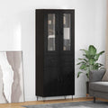 Highboard Schwarz Eichen-Optik 69,5 x 34 x 90 cm Holzwerkstoff
