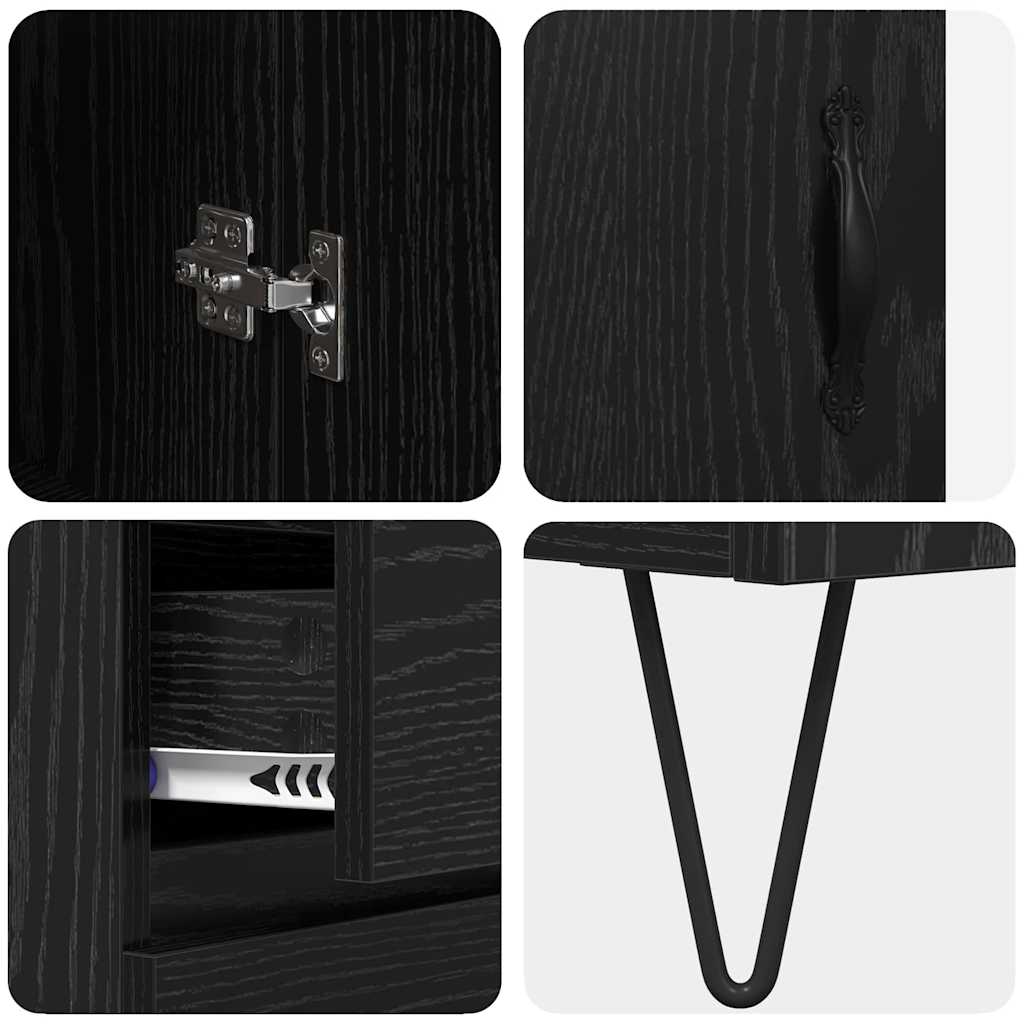 Highboard Schwarz Eichen-Optik 69,5 x 34 x 90 cm Holzwerkstoff
