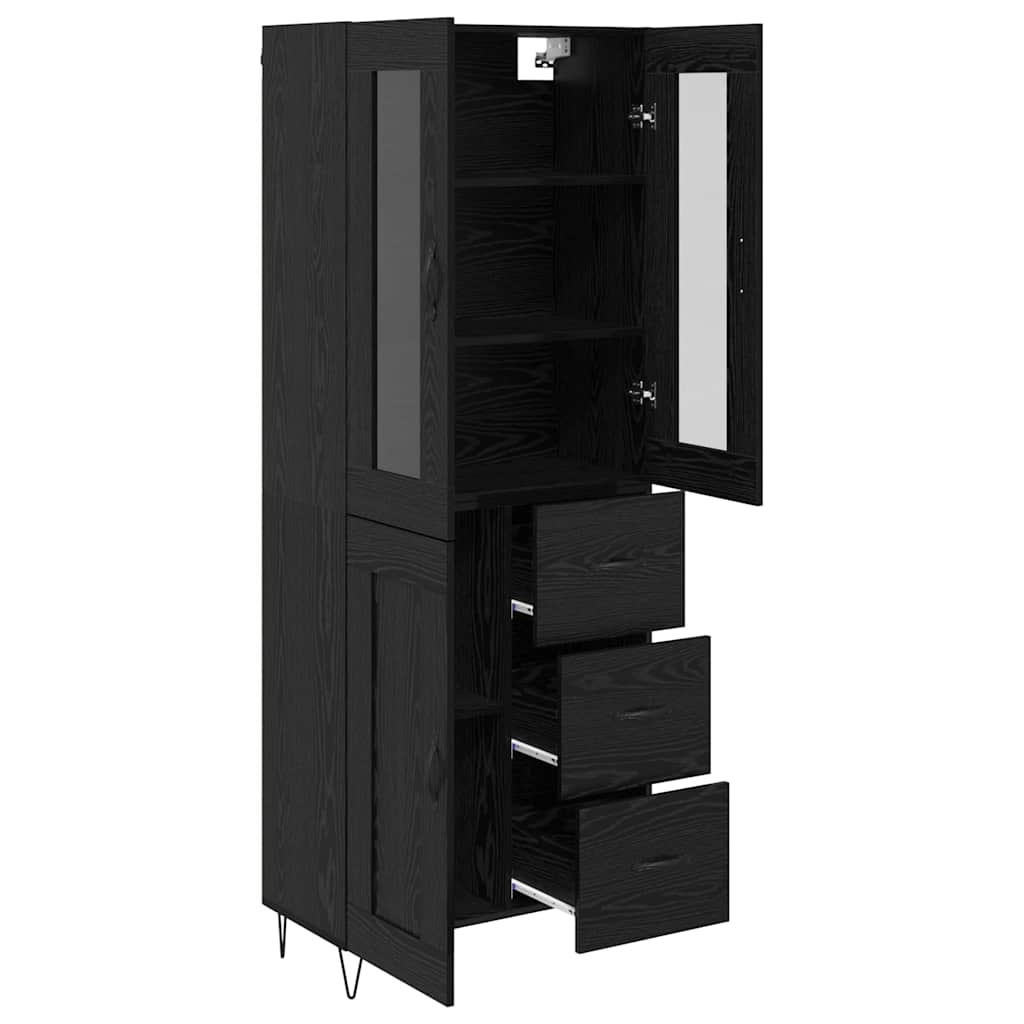 Highboard Schwarz Eichen-Optik 69,5 x 34 x 90 cm Holzwerkstoff