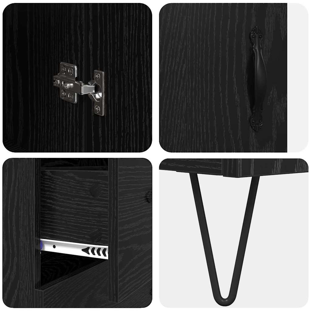 Highboard Schwarz Eichen-Optik 34,5 x 34 x 90 cm Holzwerkstoff