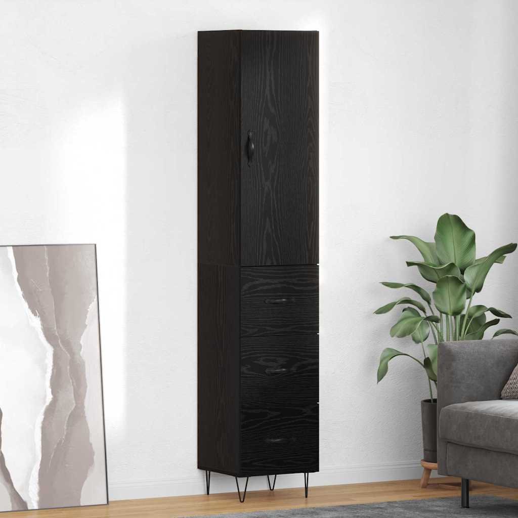 Highboard Schwarz Eichen-Optik 34,5 x 34 x 90 cm Holzwerkstoff