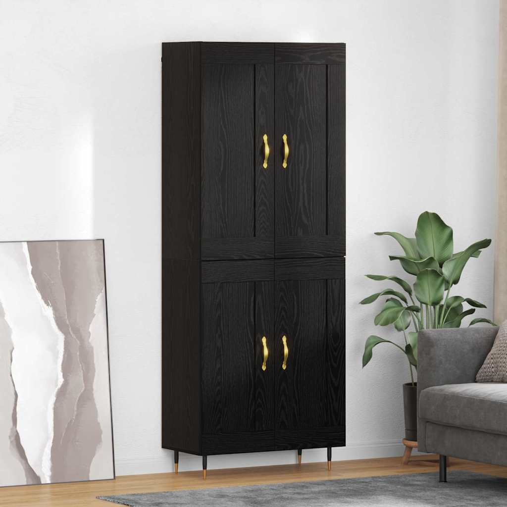 Highboard Schwarz Eichen-Optik 69,5 x 34 x 90 cm Holzwerkstoff