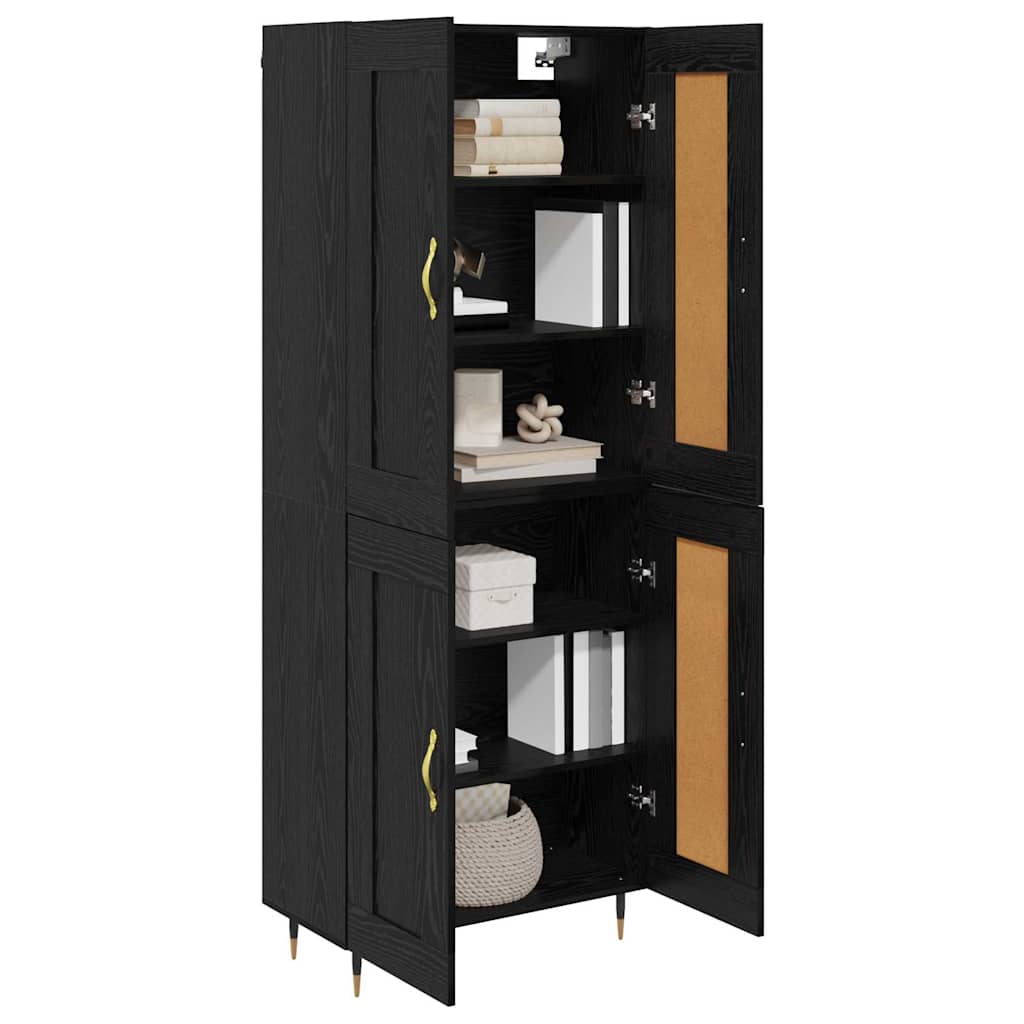 Highboard Schwarz Eichen-Optik 69,5 x 34 x 90 cm Holzwerkstoff