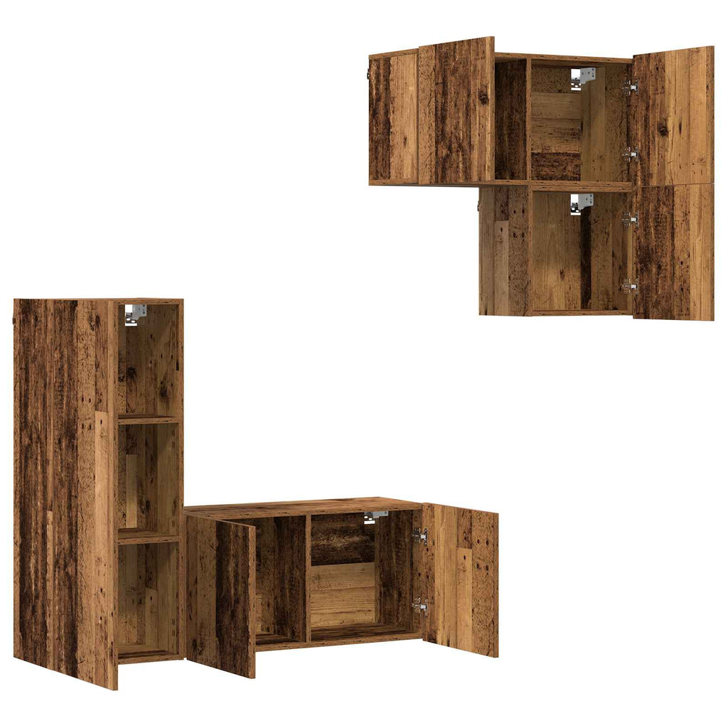 TV-Schränk Wandmontiert 4 pcs Altholz Holzwerkstoff