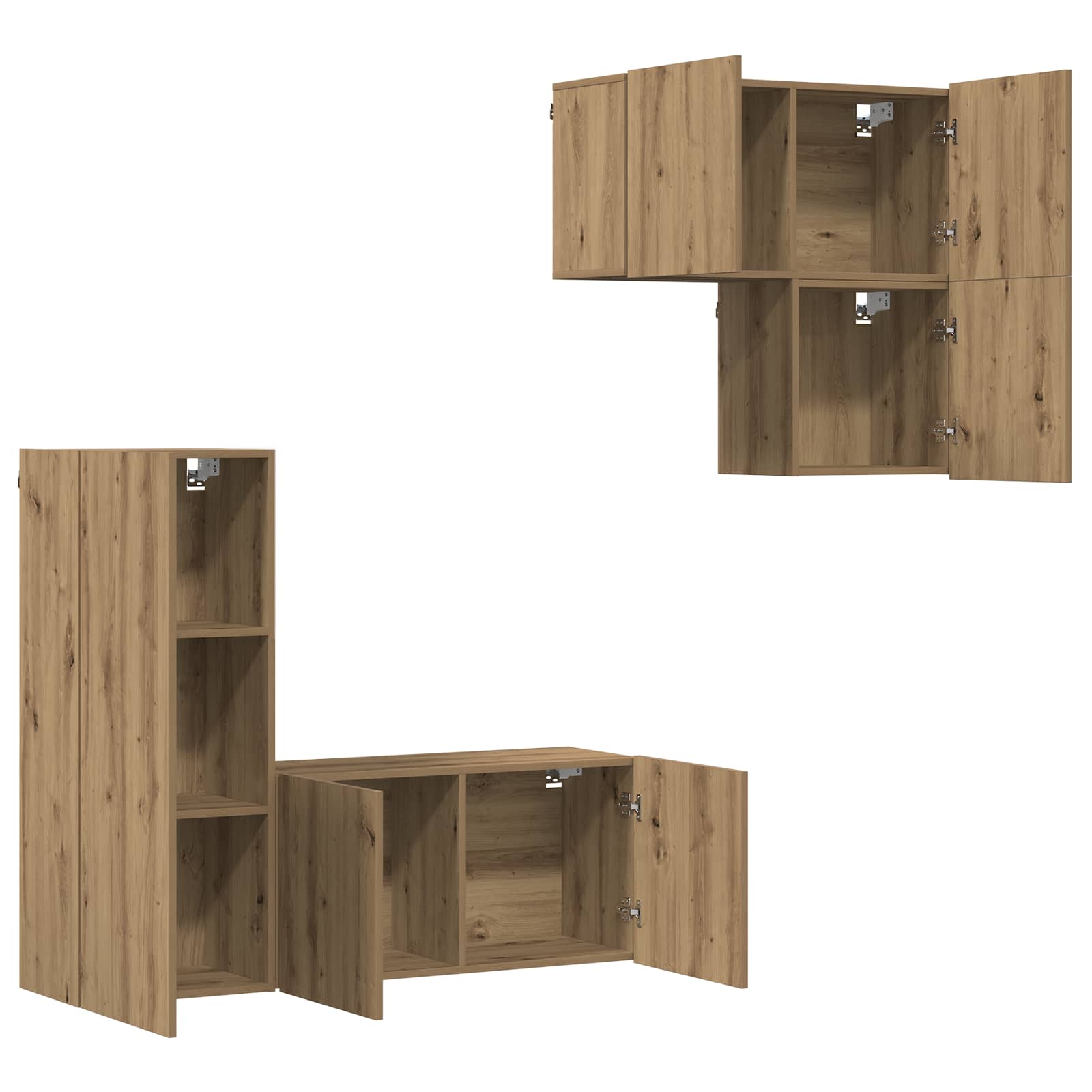 TV-Schränk Wandmontiert 4 pcs Artisan-Eiche Holzwerkstoff