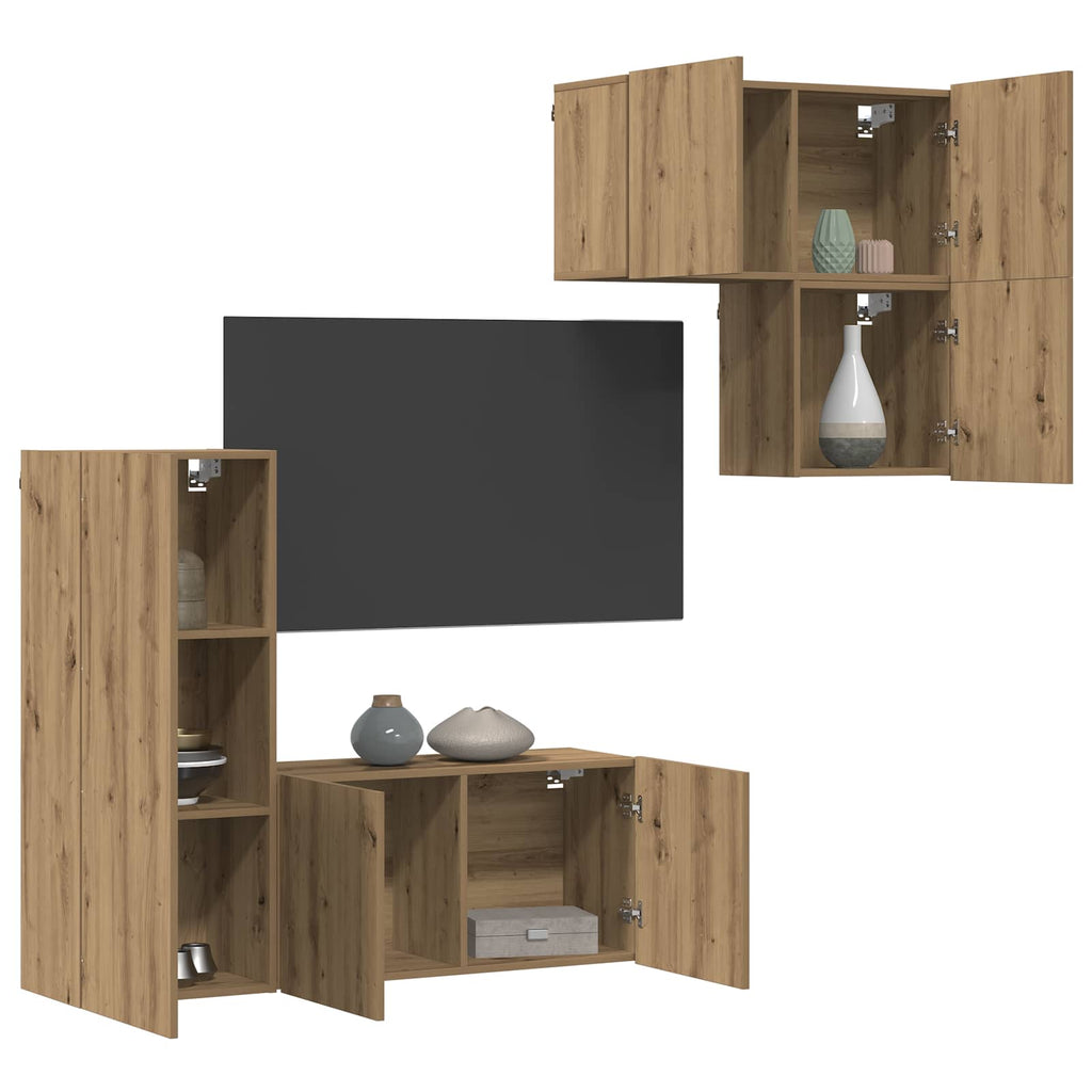 TV-Schränk Wandmontiert 4 pcs Artisan-Eiche Holzwerkstoff