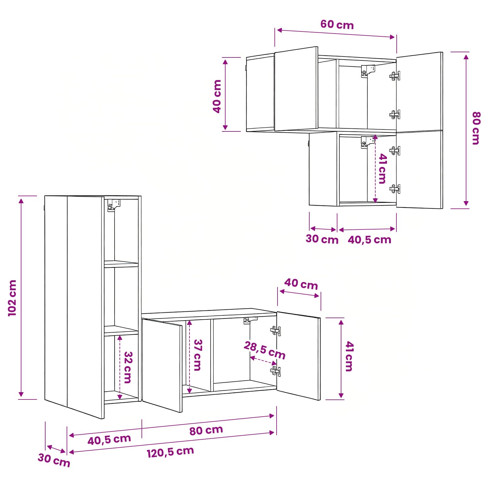 TV-Schränk Wandmontiert 4 pcs Artisan-Eiche Holzwerkstoff