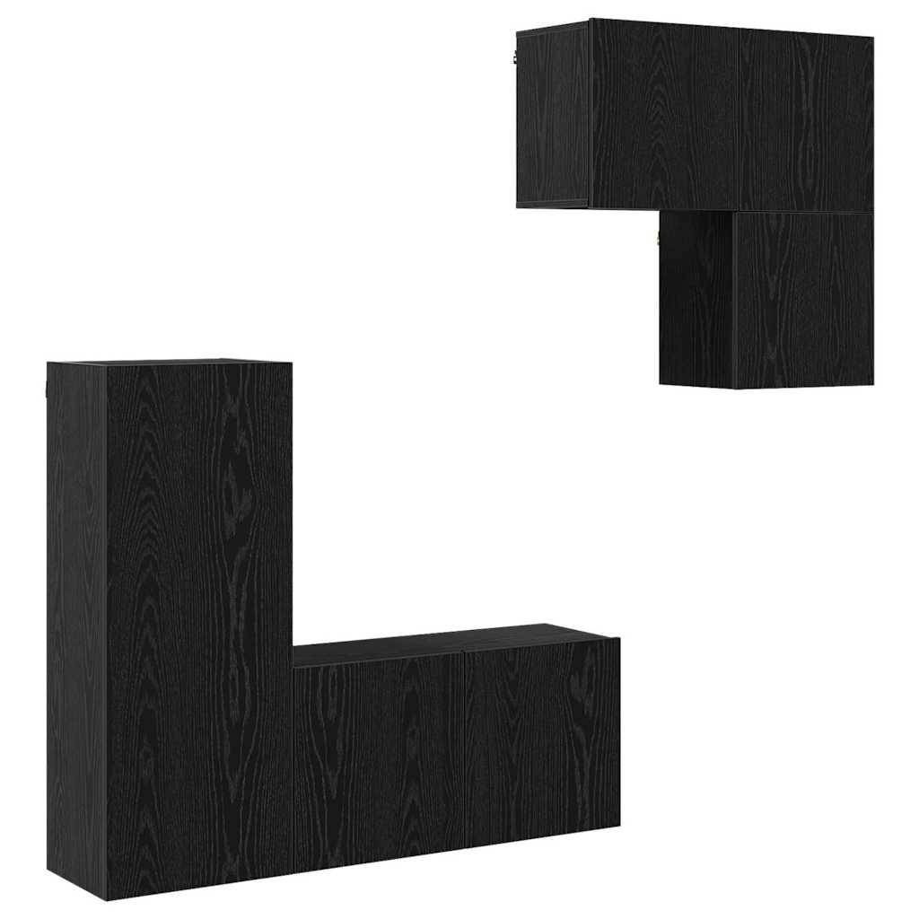 TV-Schränk 4 pcs Schwarz Eichen-Optik Holzwerkstoff