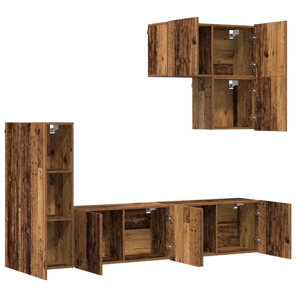 TV-Wandmöbel Wandmontiert 5 pcs Altholz Holzwerkstoff