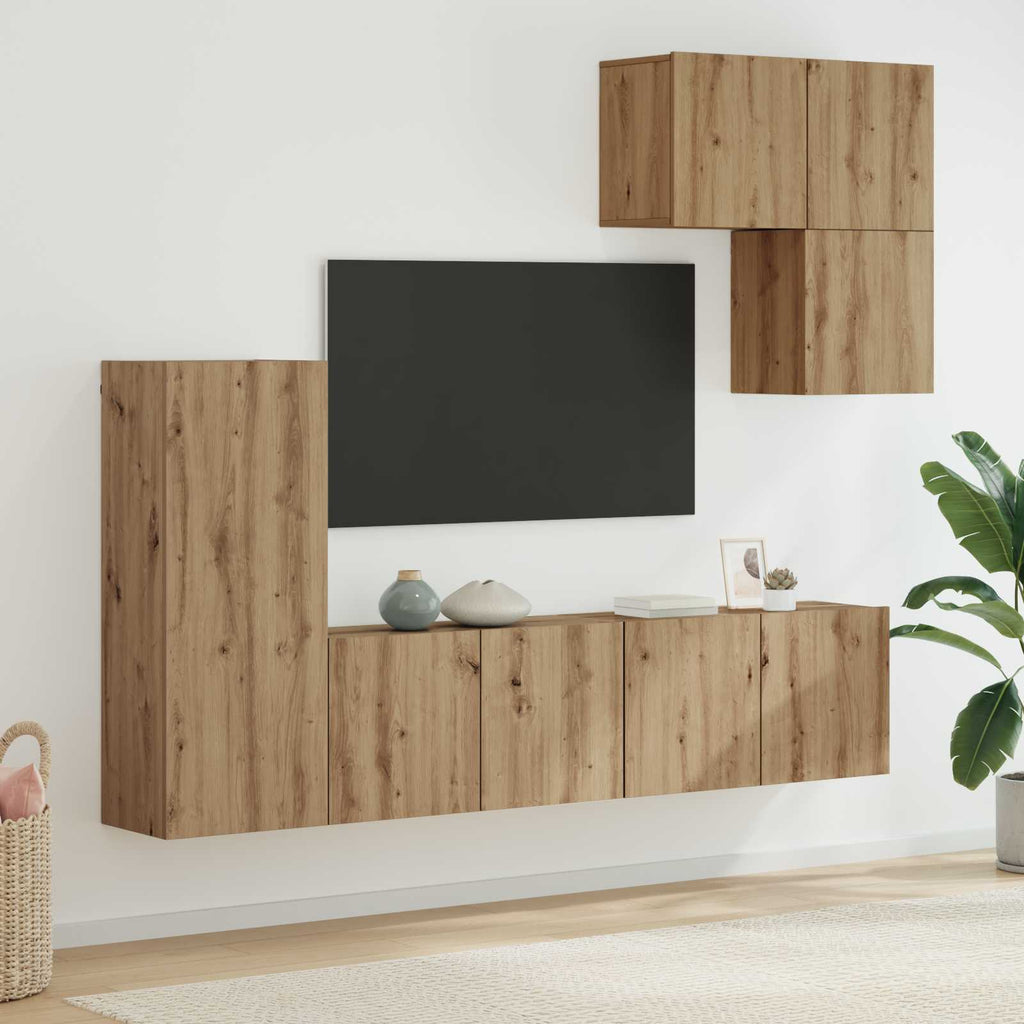 TV-Wandmöbel Wandmontiert 5 pcs Artisan-Eiche Holzwerkstoff