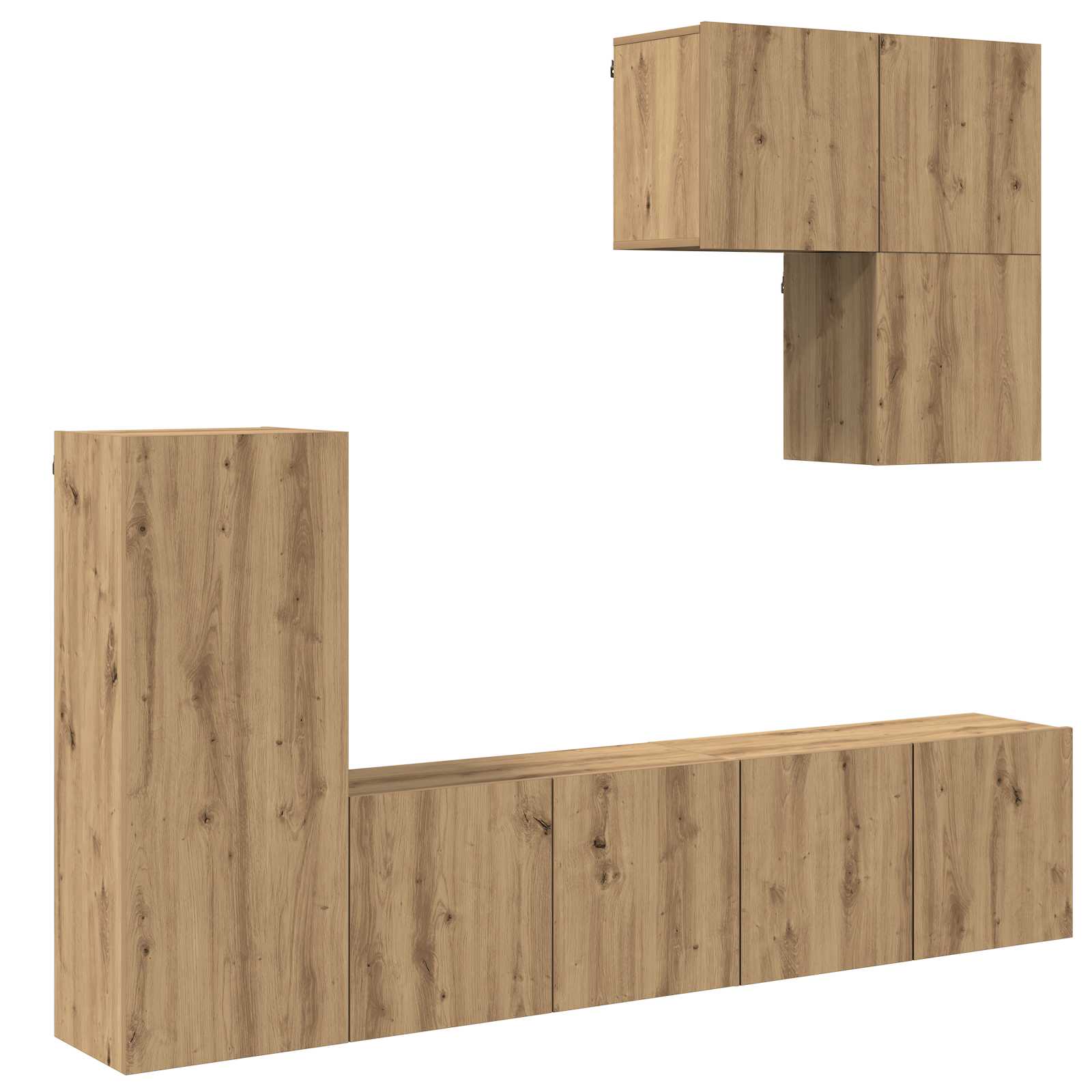 TV-Wandmöbel Wandmontiert 5 pcs Artisan-Eiche Holzwerkstoff