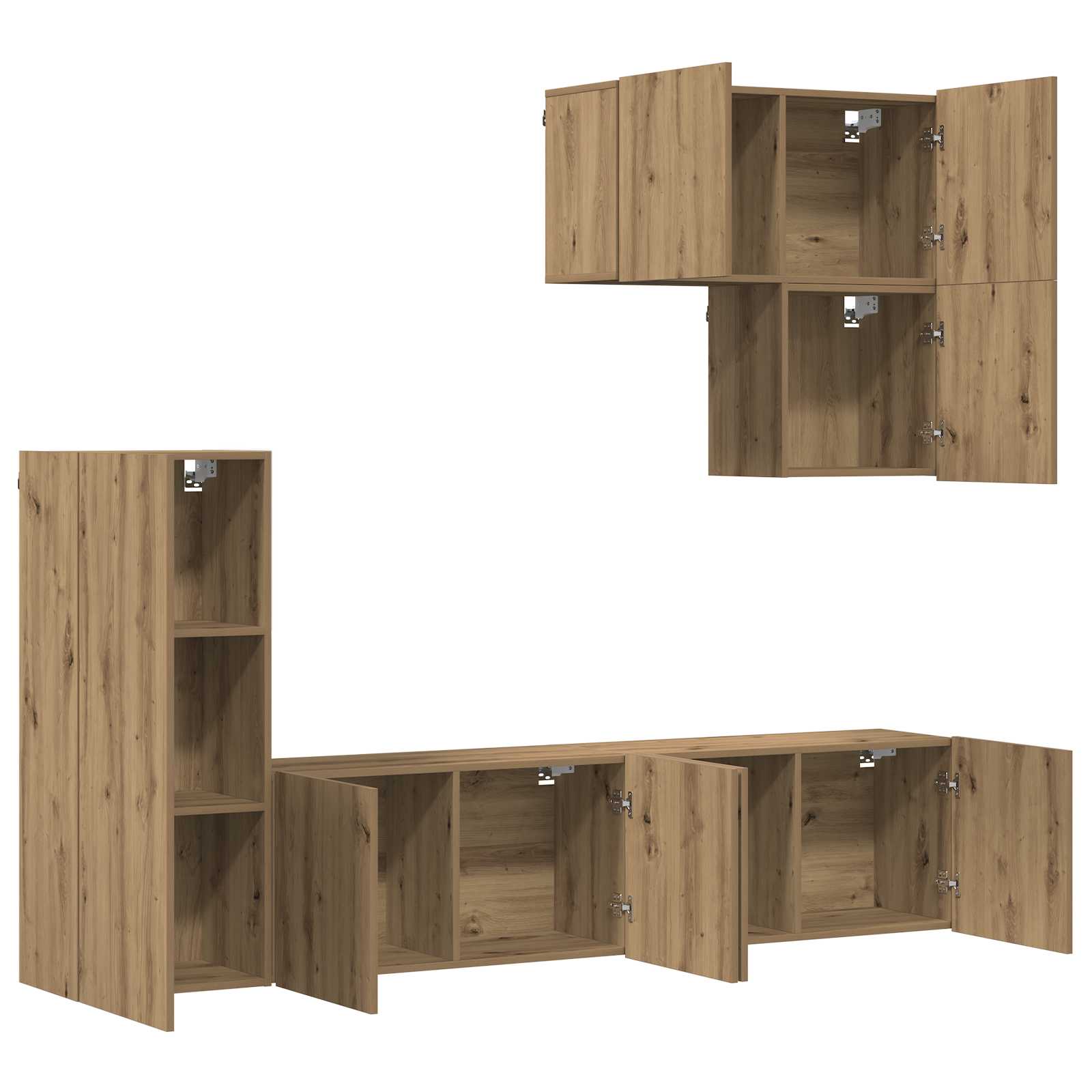 TV-Wandmöbel Wandmontiert 5 pcs Artisan-Eiche Holzwerkstoff