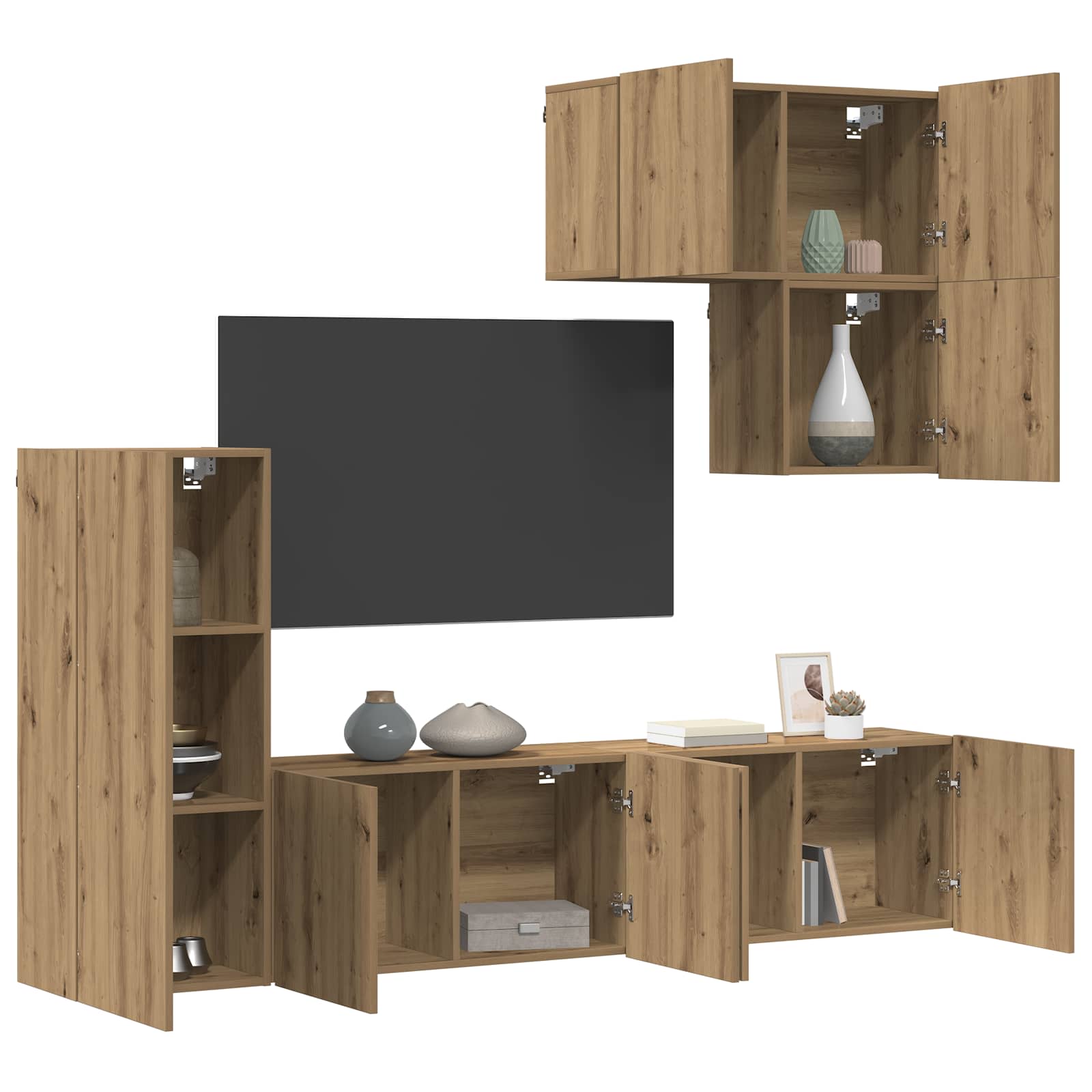 TV-Wandmöbel Wandmontiert 5 pcs Artisan-Eiche Holzwerkstoff