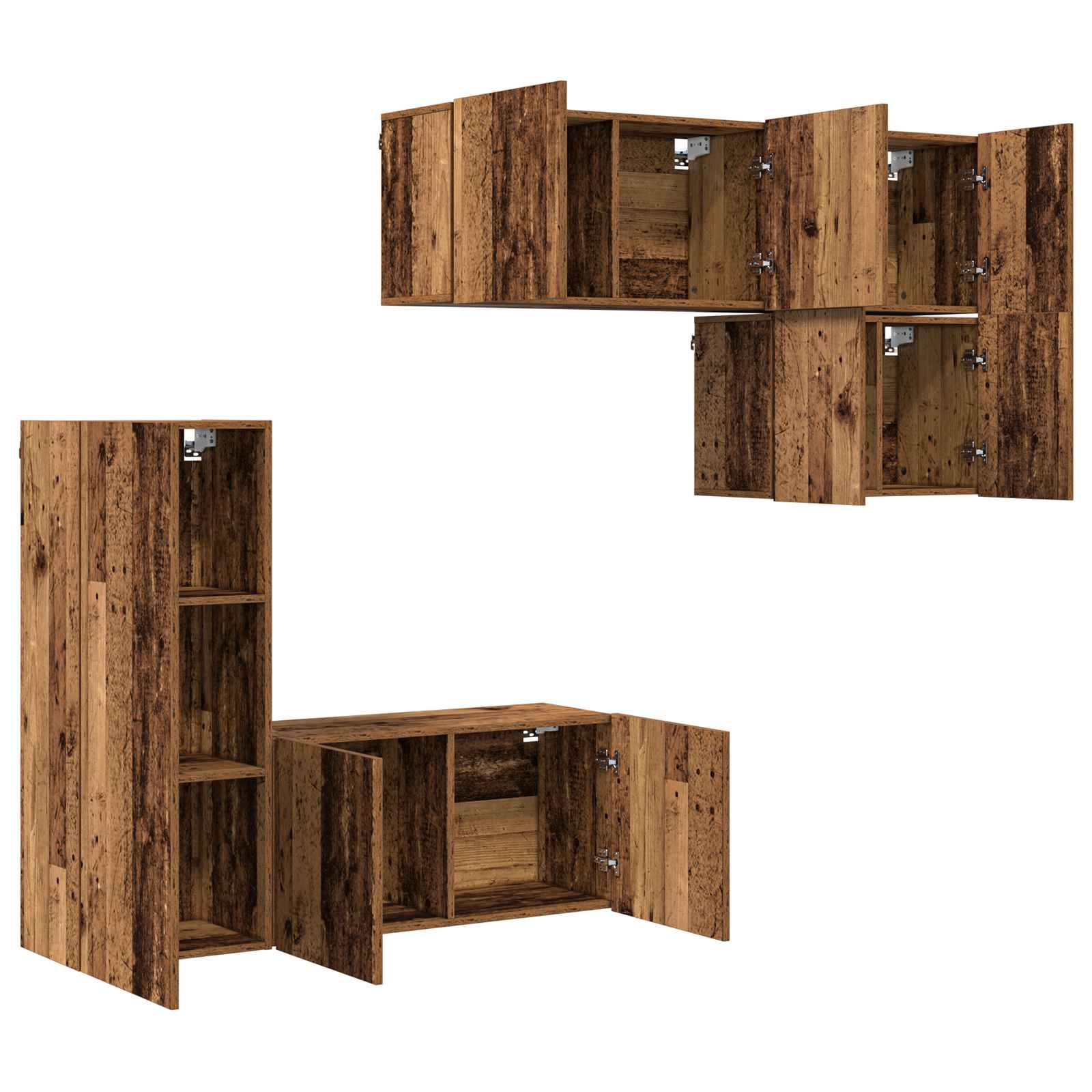 TV-Wandmöbel Wandmontiert 5 pcs Altholz Holzwerkstoff