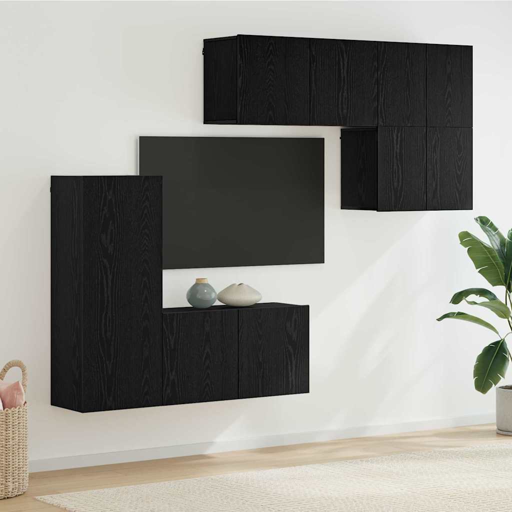 TV-Wandmöbel 5 Stück Schwarz Eichen-Optik Holzwerkstoff