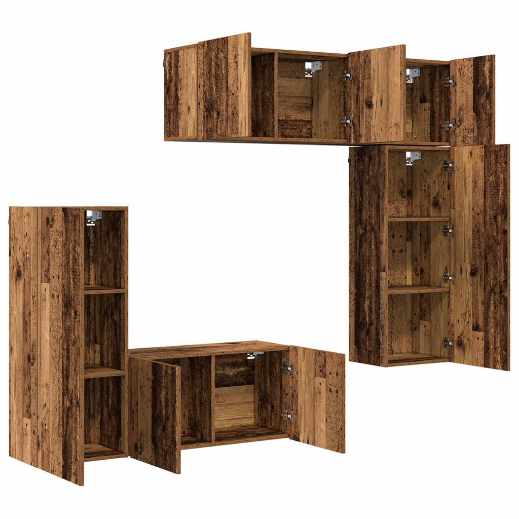 TV-Wandmöbel Wandmontiert 5 pcs Altholz Holzwerkstoff