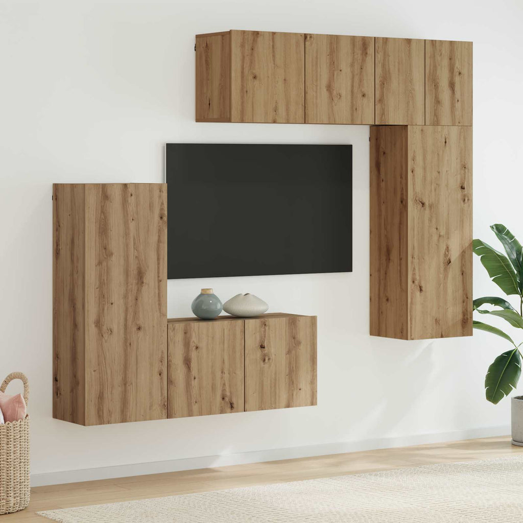 TV-Wandmöbel Wandmontiert 5 pcs Artisan-Eiche Holzwerkstoff