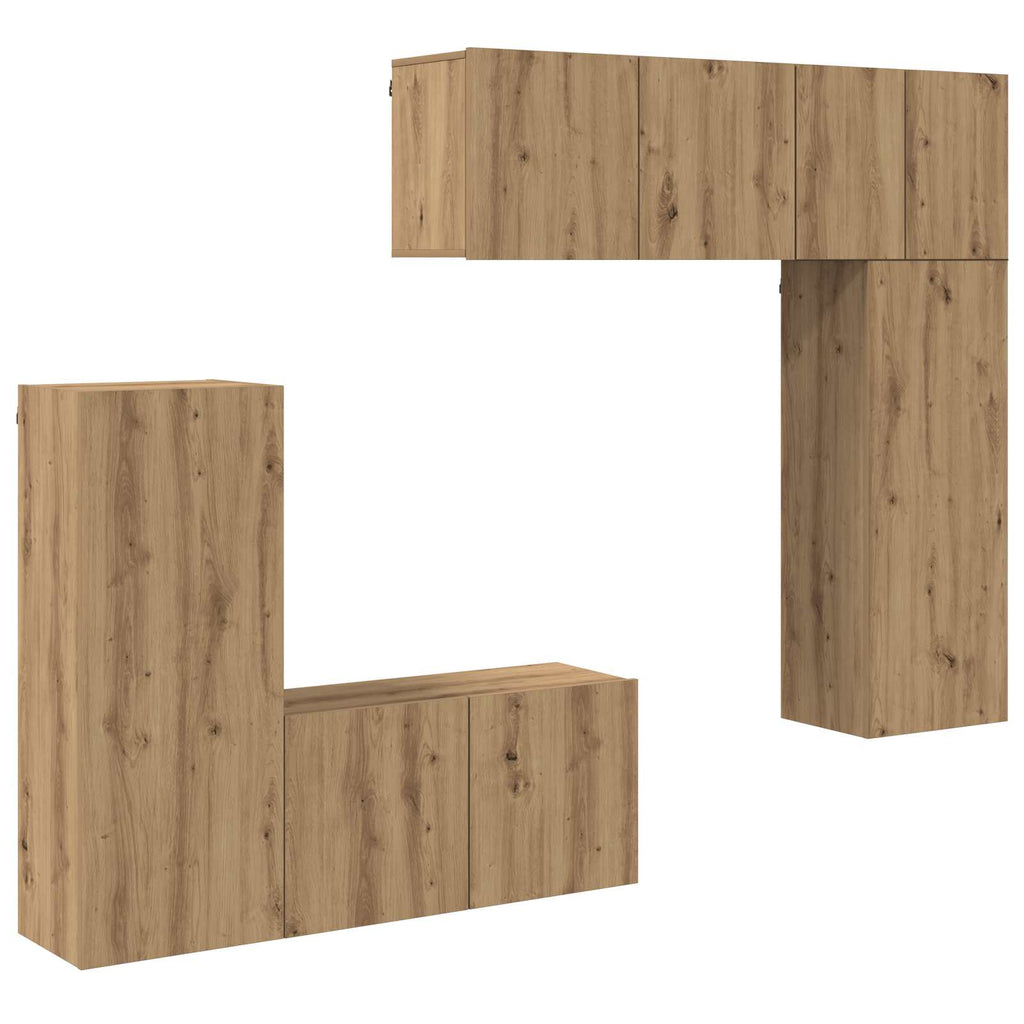 TV-Wandmöbel Wandmontiert 5 pcs Artisan-Eiche Holzwerkstoff