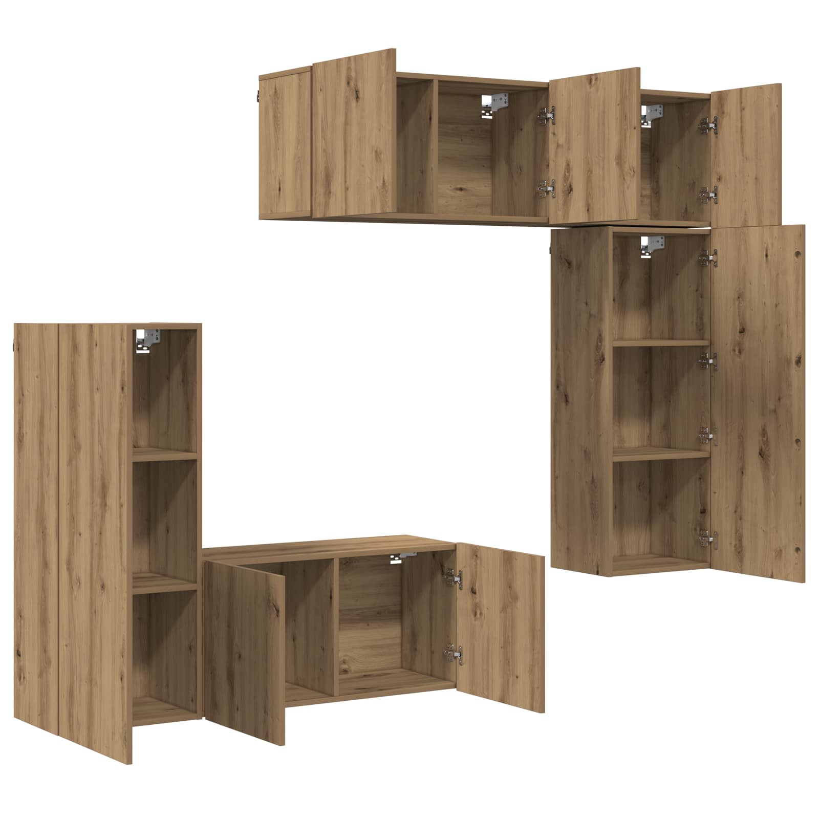 TV-Wandmöbel Wandmontiert 5 pcs Artisan-Eiche Holzwerkstoff