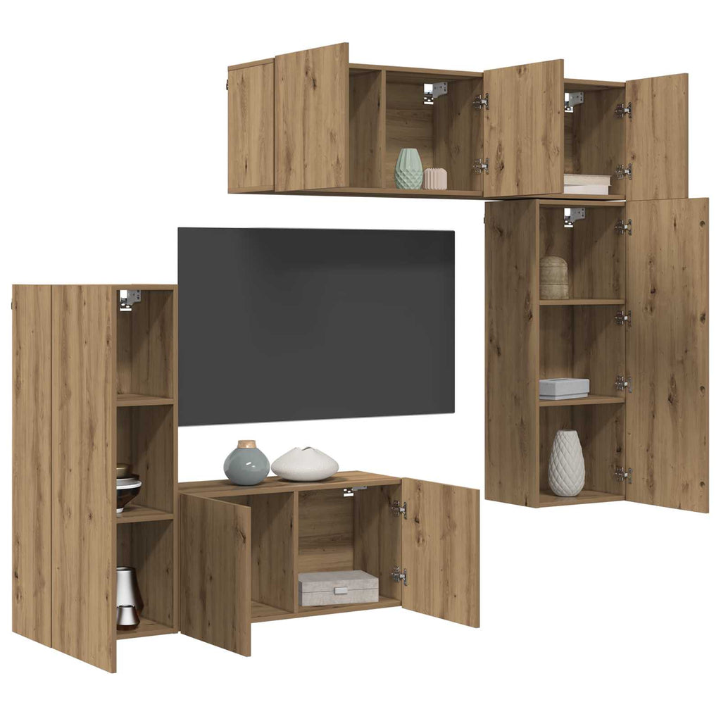 TV-Wandmöbel Wandmontiert 5 pcs Artisan-Eiche Holzwerkstoff