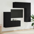 TV-Wandmöbel 5 pcs Schwarz Eichen-Optik Holzwerkstoff