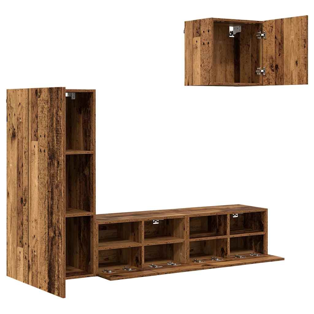 TV-Wandgeräte 4 pcs Altholz Holzwerkstoff