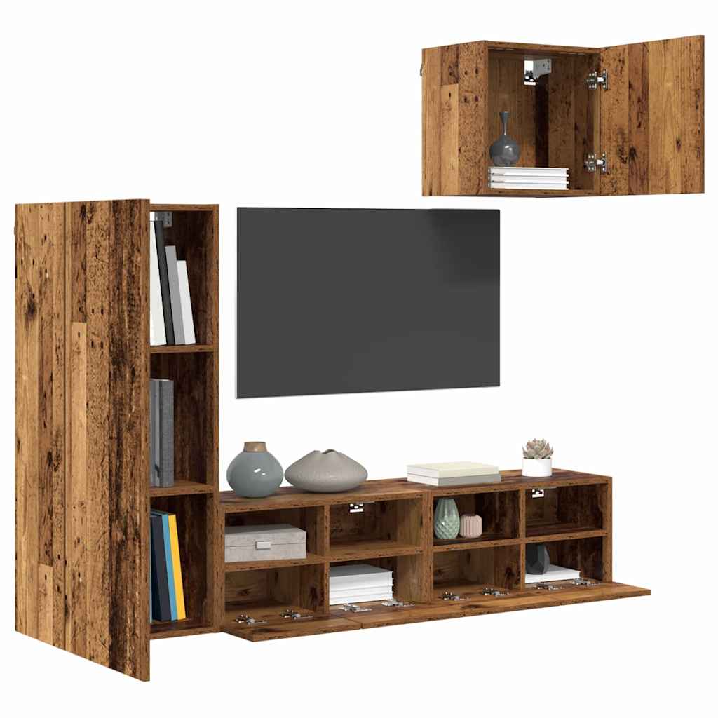 TV-Wandgeräte 4 pcs Altholz Holzwerkstoff