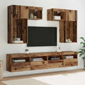 TV-Wandgeräte 6 pcs Schwarz Eichen-Optik Holzwerkstoff