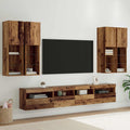 TV-Wandschrank-Set mit LED-Lichtern 7 pcs Altholz Holzwerkstoff
