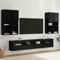TV-Wandschrank-Set mit LED-Lichtern 7 pcs Schwarz Eichen-Optik