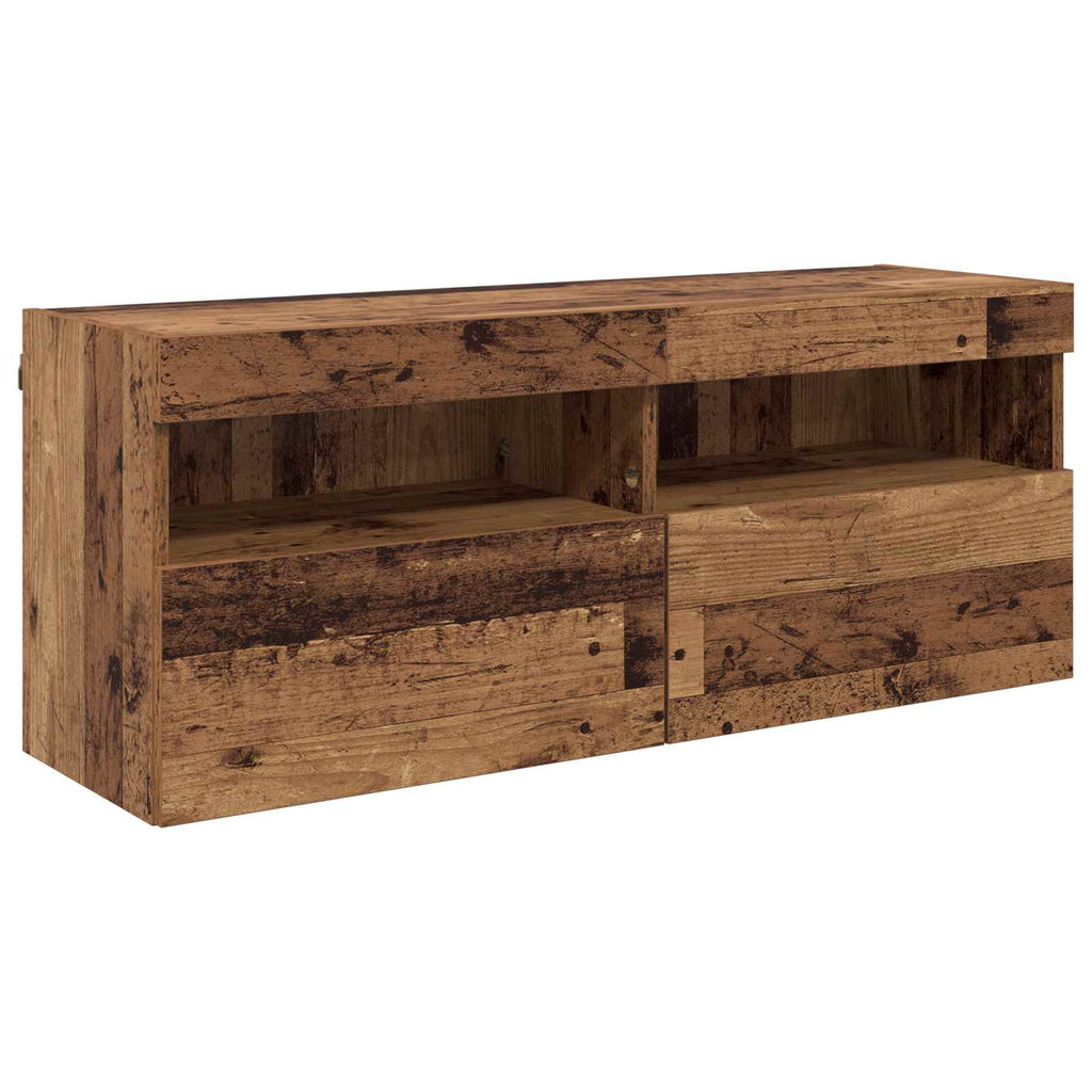 TV-Wandregal-Set Wandmontiert 7 pcs Altholz Holzwerkstoff