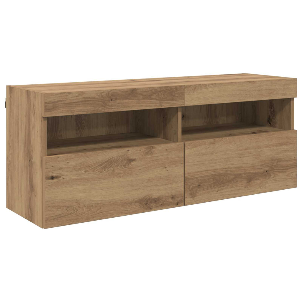 TV-Wandregal-Set Wandmontiert 7 pcs Artisan-Eiche Holzwerkstoff