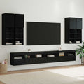 TV-Wandregal-Set 7 pcs Schwarz Eichen-Optik Holzwerkstoff